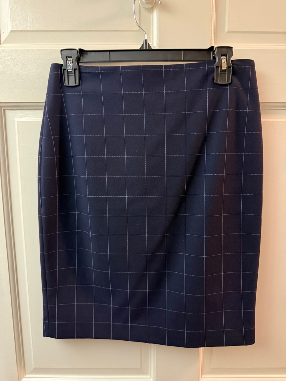 Ann Taylor Navy Grid Pencil Skirt